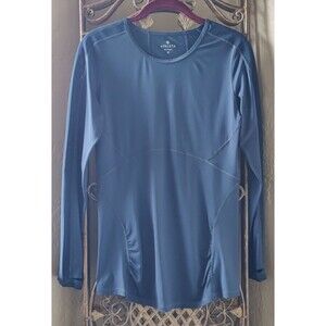 Athleta Fastest Track Womens Med Navy Blue Long Sleeve Activewear Athletic Shirt